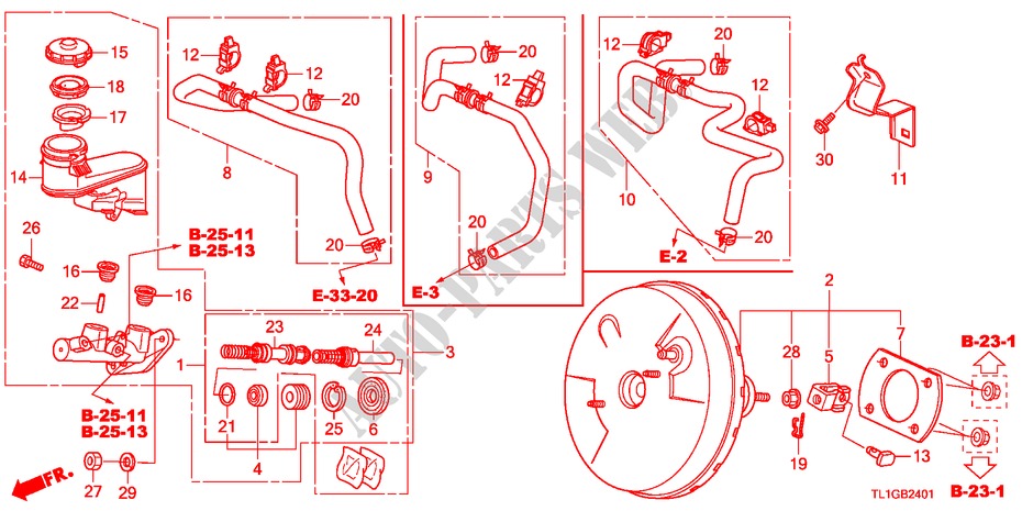 HAUPTBREMSZYLINDER/MASTER POWER(RH) für Honda ACCORD 2.2 S 4 Türen 6 gang-Schaltgetriebe 2012