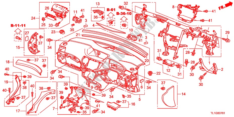 INSTRUMENTENBRETT(RH) für Honda ACCORD 2.2 S 4 Türen 6 gang-Schaltgetriebe 2012