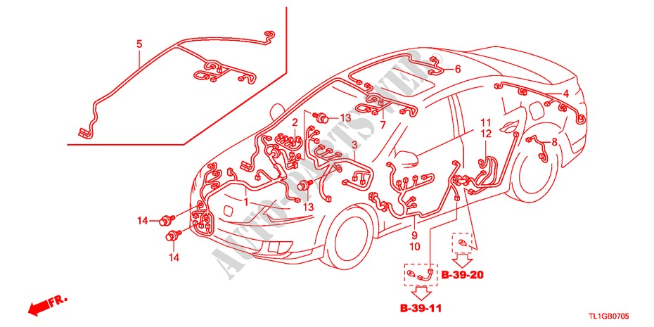 KABELBAUM(3)(RH) für Honda ACCORD 2.0 ES 4 Türen 6 gang-Schaltgetriebe 2012