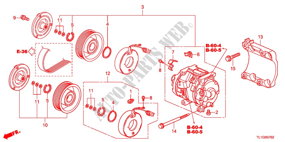 KLIMAANLAGE(KOMPRESSOR)(DIESEL) für Honda ACCORD 2.2 S 4 Türen 6 gang-Schaltgetriebe 2012