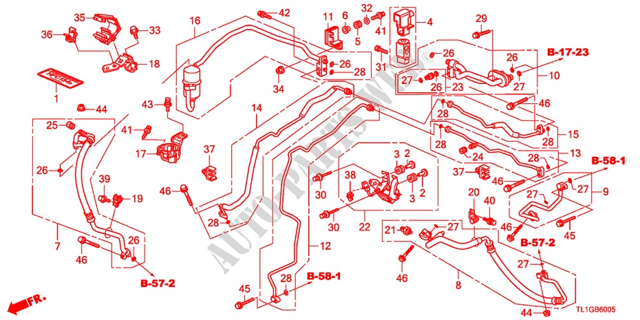KLIMAANLAGE(SCHLAEUCHE/LEITUNGEN)(DIESEL)(RH) für Honda ACCORD 2.2 S 4 Türen 6 gang-Schaltgetriebe 2012