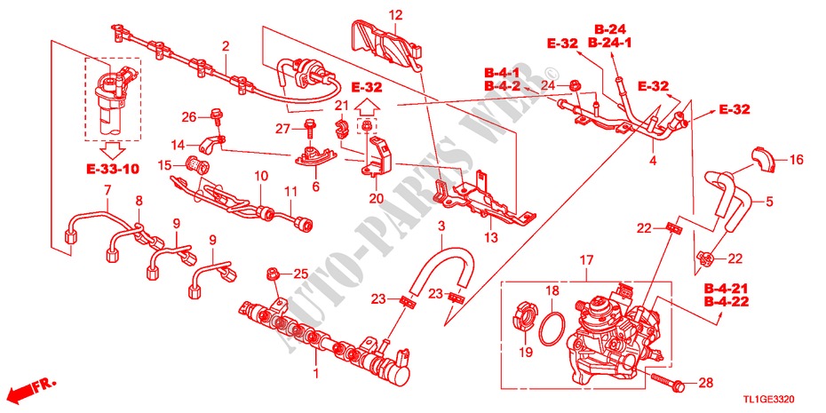 KRAFTSTOFF, SCHIENE/HOCHDRUCKPUMPE(DIESEL) für Honda ACCORD 2.2 S 4 Türen 6 gang-Schaltgetriebe 2012