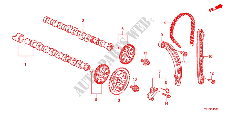 NOCKENWELLE/NOCKENWELLENKETTE(DIESEL) für Honda ACCORD 2.2 S 4 Türen 6 gang-Schaltgetriebe 2012