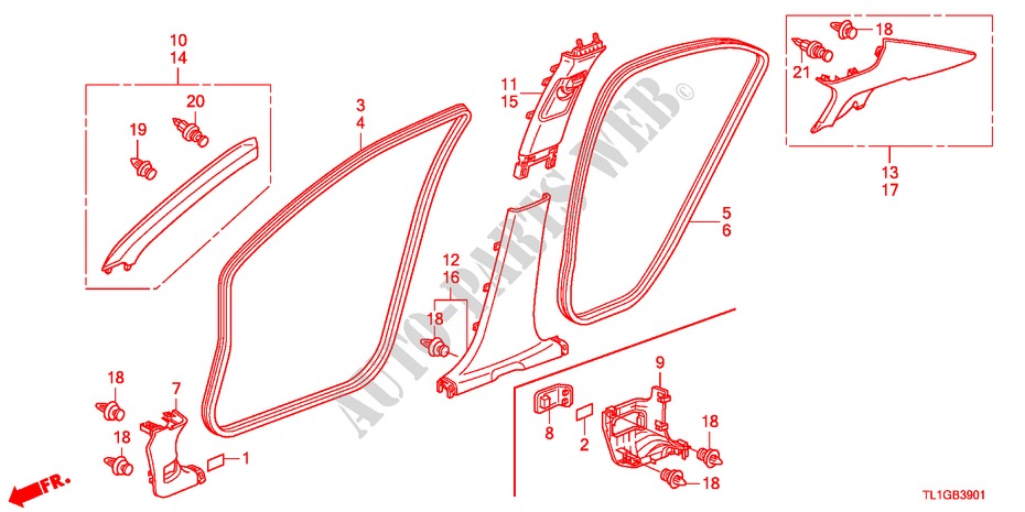 SAEULENZIERSTUECK(RH) für Honda ACCORD 2.2 S 4 Türen 6 gang-Schaltgetriebe 2012