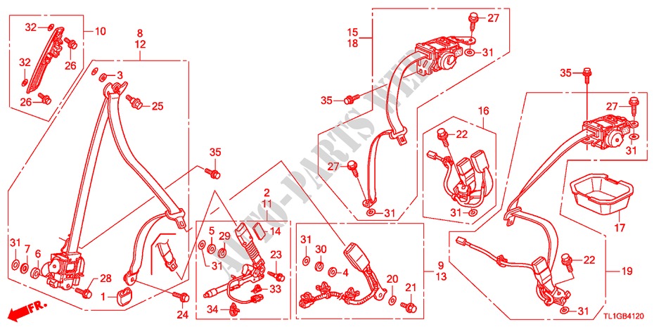 SITZGURTE für Honda ACCORD 2.2 S 4 Türen 6 gang-Schaltgetriebe 2012