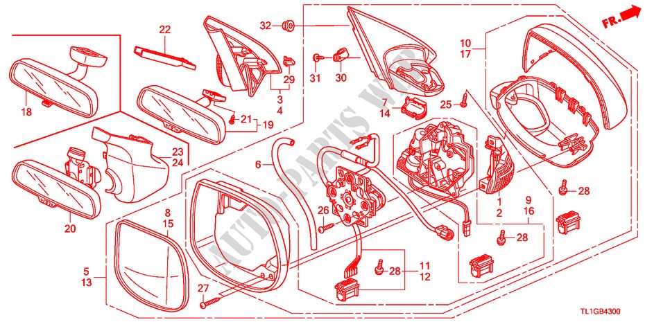 SPIEGEL für Honda ACCORD 2.2 S 4 Türen 6 gang-Schaltgetriebe 2012
