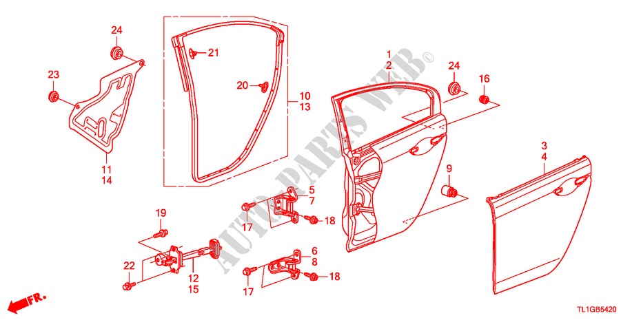 TUERBLECHE, HINTEN für Honda ACCORD 2.2 S 4 Türen 6 gang-Schaltgetriebe 2012