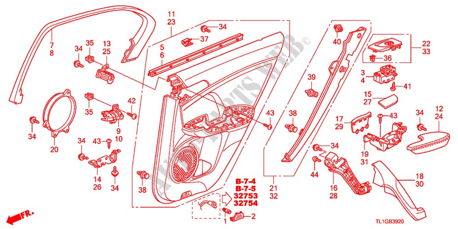 TUERVERKLEIDUNG, HINTEN für Honda ACCORD 2.2 S 4 Türen 6 gang-Schaltgetriebe 2012