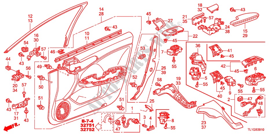 TUERVERKLEIDUNG, VORNE(LH) für Honda ACCORD 2.2 S-H 4 Türen 6 gang-Schaltgetriebe 2012