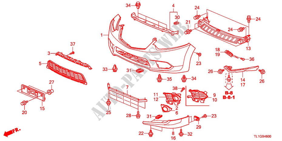 VORDERE STOSSFAENGER für Honda ACCORD 2.2 S 4 Türen 6 gang-Schaltgetriebe 2012