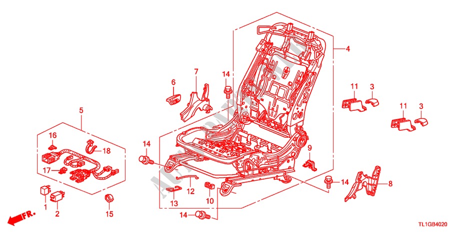 VORNE SITZKOMPONENTEN(R.)(MANUELLE SCHALTUNG,SITZ) für Honda ACCORD 2.2 S 4 Türen 6 gang-Schaltgetriebe 2012