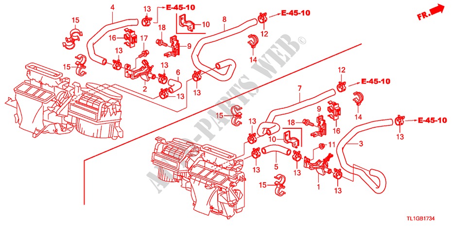 WASSERSCHLAUCH(DIESEL) für Honda ACCORD 2.2 S 4 Türen 6 gang-Schaltgetriebe 2012
