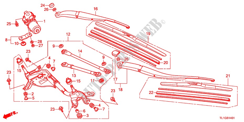 WINDSCHUTZSCHEIBENWISCHER(RH) für Honda ACCORD 2.2 S 4 Türen 6 gang-Schaltgetriebe 2012