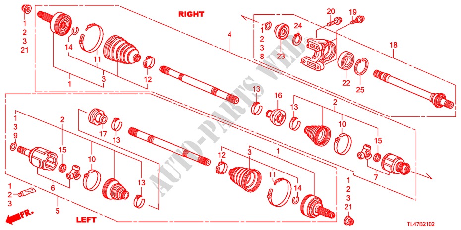 ANTRIEBSWELLE, VORNE/HALBWELLE(DIESEL) für Honda ACCORD TOURER 2.2 EX 5 Türen 5 gang automatikgetriebe 2009
