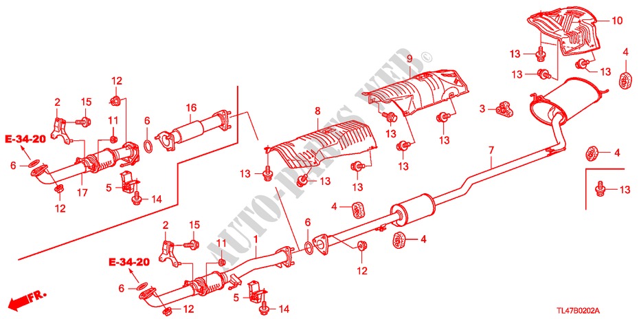 AUSPUFFROHR(DIESEL) für Honda ACCORD TOURER 2.2 ES 5 Türen 5 gang automatikgetriebe 2009