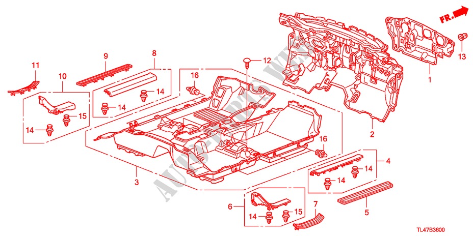 BODENMATTE für Honda ACCORD TOURER 2.4 EX 5 Türen 6 gang-Schaltgetriebe 2009