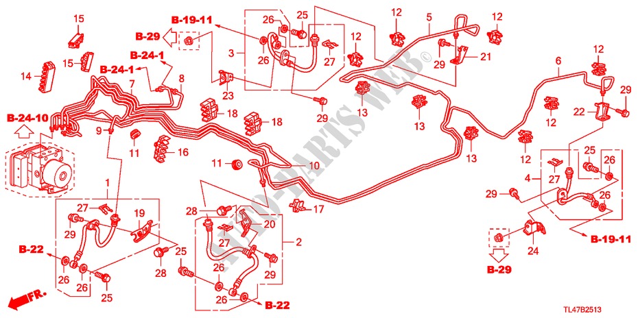 BREMSLEITUNGEN(VSA) (DIESEL) (RH) für Honda ACCORD TOURER 2.2 ES-GT 5 Türen 6 gang-Schaltgetriebe 2009