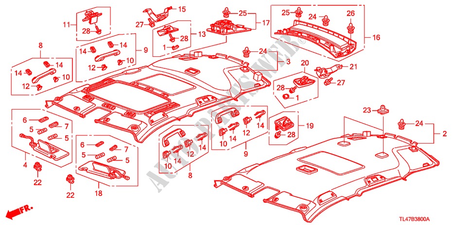 DACHVERKLEIDUNG für Honda ACCORD TOURER 2.0 ES 5 Türen 6 gang-Schaltgetriebe 2009