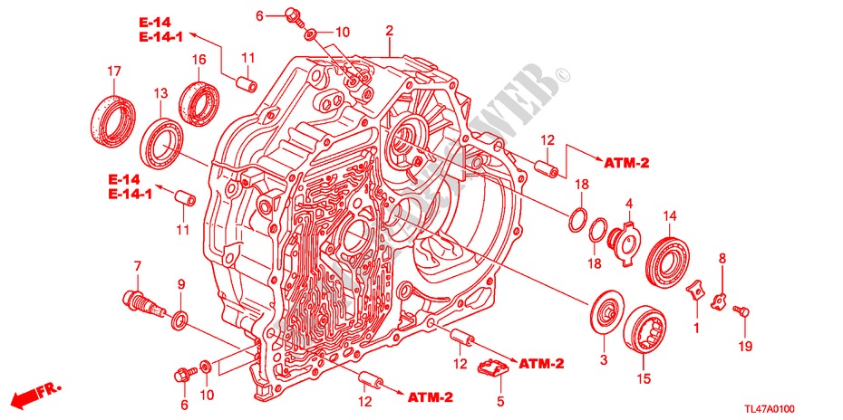 DREHMOMENTWANDLERGEHAEUSE für Honda ACCORD TOURER 2.4 EX 5 Türen 5 gang automatikgetriebe 2009