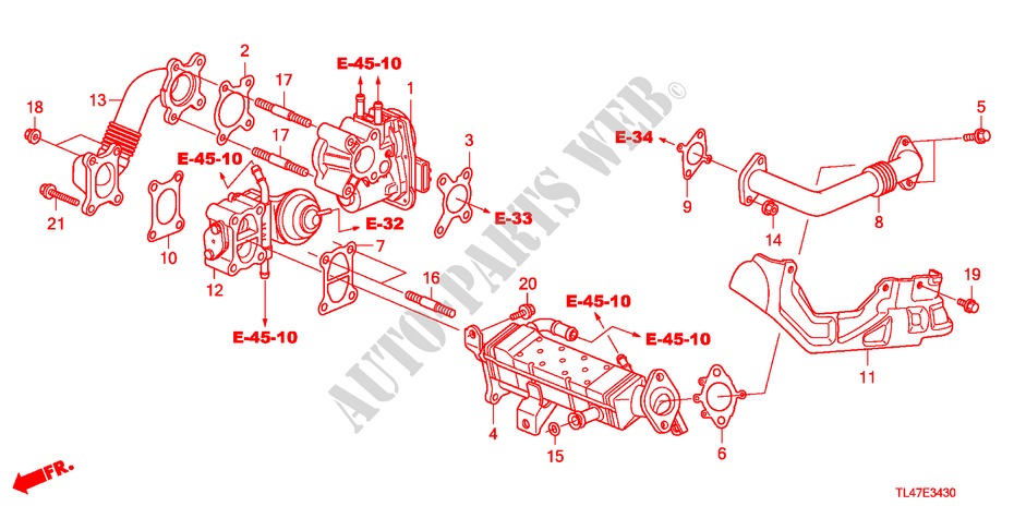 EGR STEUERVENTIL(DIESEL) für Honda ACCORD TOURER 2.2 ES 5 Türen 5 gang automatikgetriebe 2009