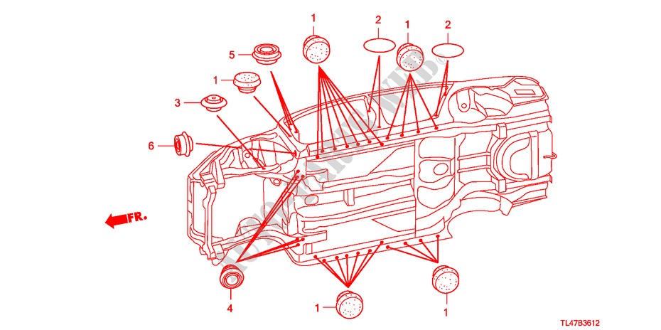 GUMMITUELLE(UNTEN) für Honda ACCORD TOURER 2.0 COMFORT 5 Türen 5 gang automatikgetriebe 2009