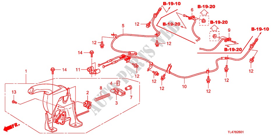 HANDBREMSE(RH) für Honda ACCORD TOURER 2.0 ES-GT 5 Türen 5 gang automatikgetriebe 2009