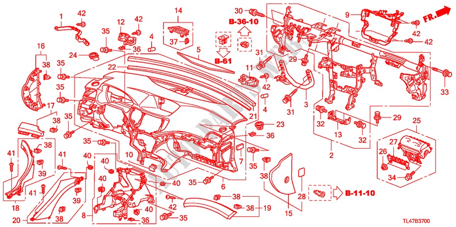 INSTRUMENTENBRETT(LH) für Honda ACCORD TOURER 2.4 TYPE S 5 Türen 5 gang automatikgetriebe 2009