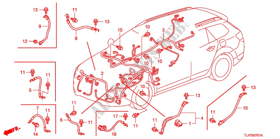 KABELBAUM(1) (RH) für Honda ACCORD TOURER 2.0 ES 5 Türen 5 gang automatikgetriebe 2009