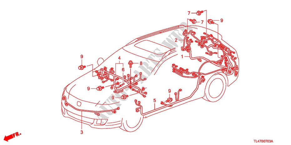KABELBAUM(2) (RH) für Honda ACCORD TOURER 2.4 EX 5 Türen 6 gang-Schaltgetriebe 2009