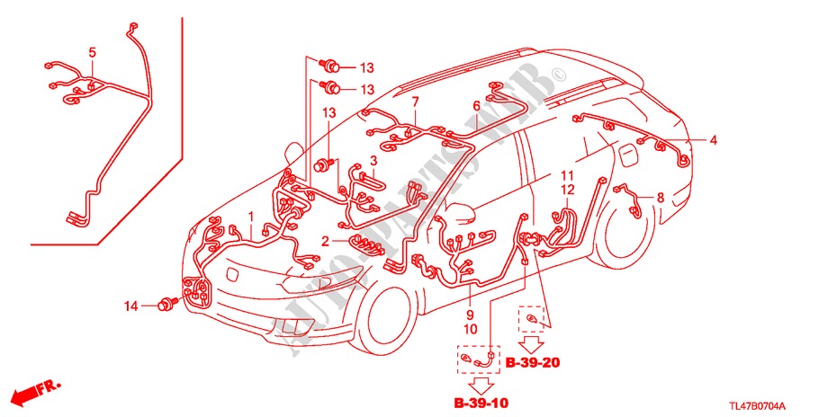 KABELBAUM(3) (LH) für Honda ACCORD TOURER 2.0 S 5 Türen 5 gang automatikgetriebe 2009