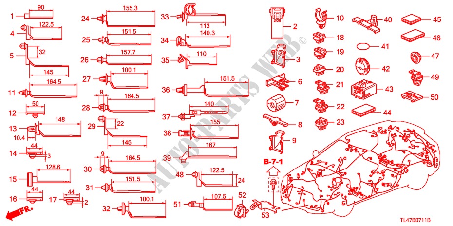 KABELBAUMBAND/BUEGEL(RH) für Honda ACCORD TOURER 2.0 ES 5 Türen 5 gang automatikgetriebe 2009
