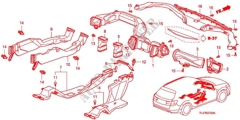 KANAL(LH) für Honda ACCORD TOURER 2.4 TYPE S 5 Türen 6 gang-Schaltgetriebe 2009