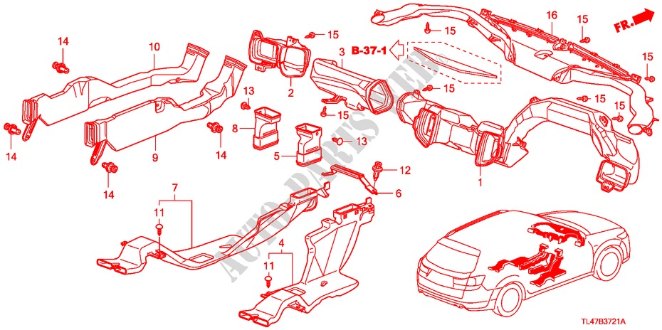 KANAL(RH) für Honda ACCORD TOURER 2.4 EX 5 Türen 6 gang-Schaltgetriebe 2009