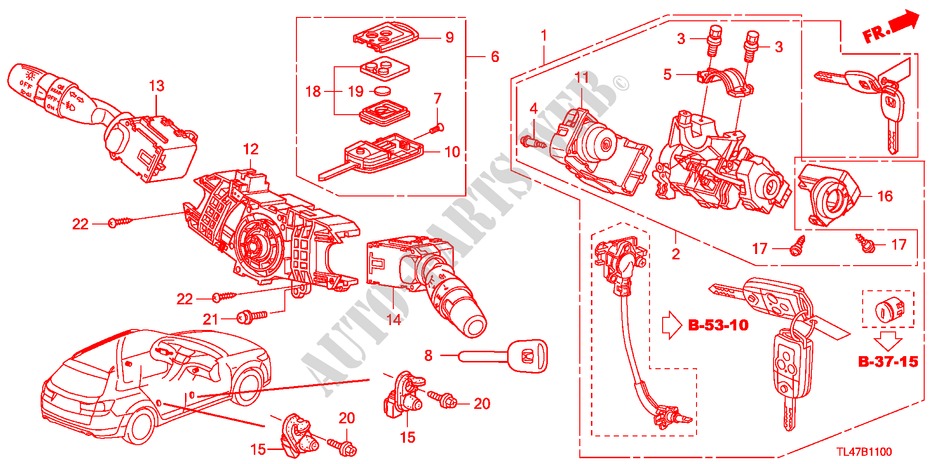 KOMBISCHALTER(LH) für Honda ACCORD TOURER 2.0 COMFORT 5 Türen 5 gang automatikgetriebe 2009