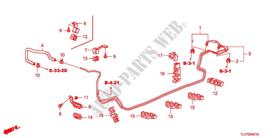 KRAFTSTOFFLEITUNG(DIESEL) (MT) für Honda ACCORD TOURER 2.2 EX-GT 5 Türen 6 gang-Schaltgetriebe 2009