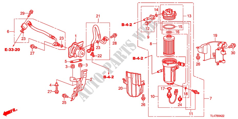 KRAFTSTOFFSIEB(DIESEL) (AT) für Honda ACCORD TOURER 2.2 EX 5 Türen 5 gang automatikgetriebe 2009