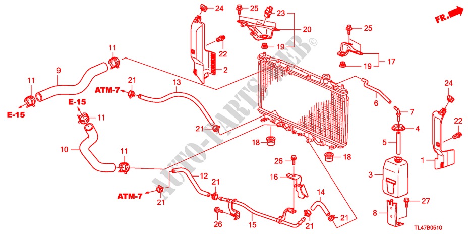 KUEHLERSCHLAUCH/RESERVETANK(2.0L) für Honda ACCORD TOURER 2.0 ELEGANCE 5 Türen 6 gang-Schaltgetriebe 2009