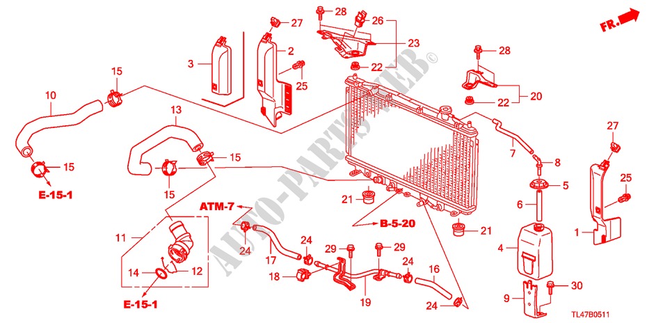 KUEHLERSCHLAUCH/RESERVETANK(2.4L) für Honda ACCORD TOURER 2.4 EX 5 Türen 5 gang automatikgetriebe 2009
