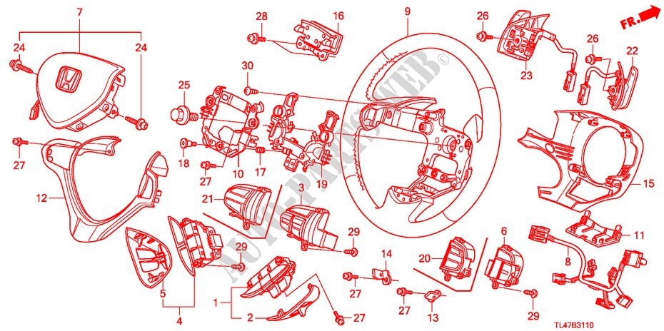 LENKRAD(SRS) für Honda ACCORD TOURER 2.0 ELEGANCE 5 Türen 6 gang-Schaltgetriebe 2009