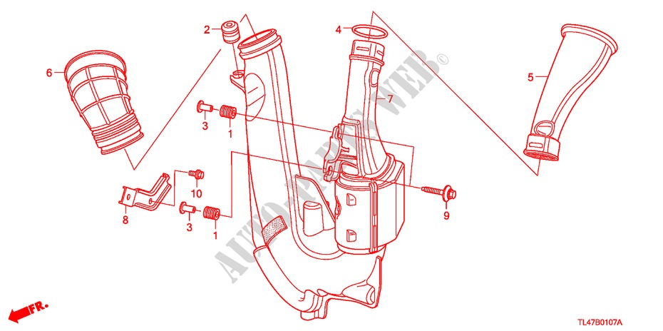 LUFTANSAUGROHR (DIESEL) (1) für Honda ACCORD TOURER 2.2 ES-GT 5 Türen 6 gang-Schaltgetriebe 2009