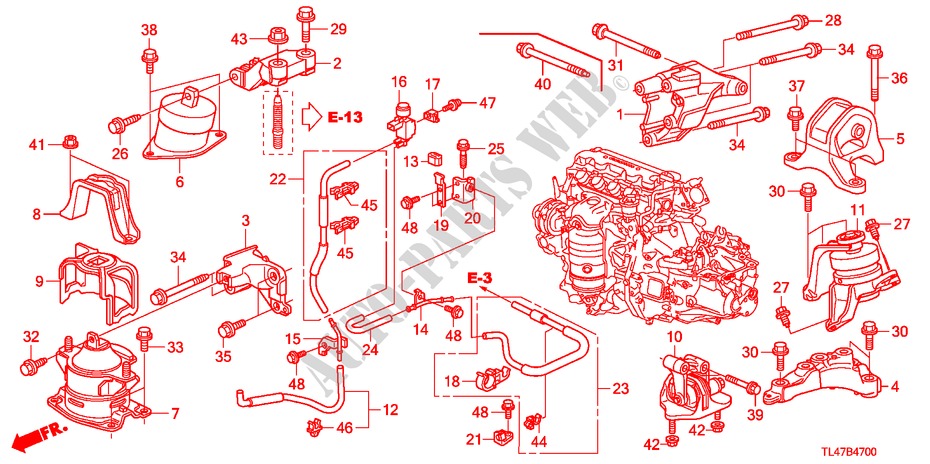 MOTORBEFESTIGUNGEN(2.0L) (MT) für Honda ACCORD TOURER 2.0 ELEGANCE 5 Türen 6 gang-Schaltgetriebe 2009