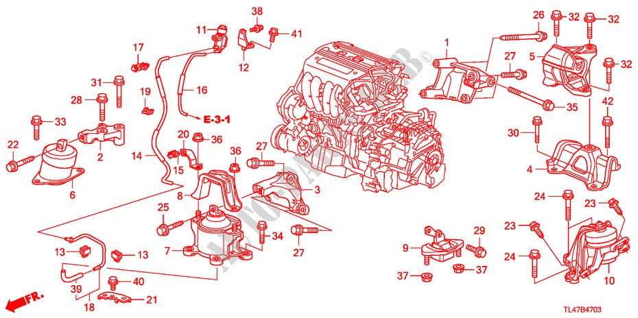 MOTORBEFESTIGUNGEN(2.4L) (AT) für Honda ACCORD TOURER 2.4 EX 5 Türen 5 gang automatikgetriebe 2009