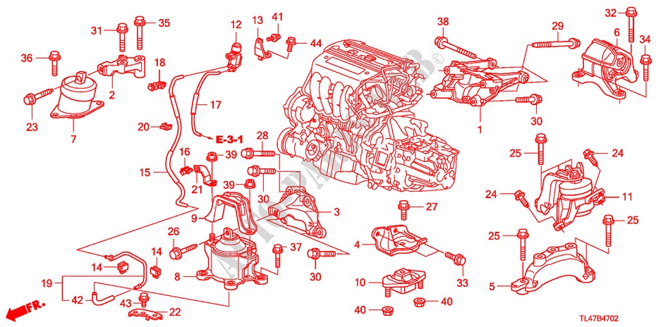 MOTORBEFESTIGUNGEN(2.4L) (MT) für Honda ACCORD TOURER 2.4 EX 5 Türen 6 gang-Schaltgetriebe 2009