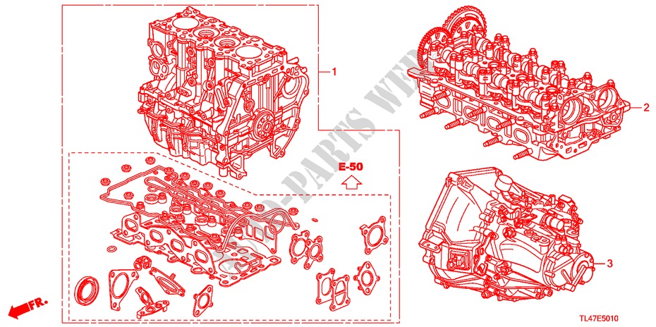 MOTOREINHEIT/GETRIEBE KOMPL.(DIESEL) für Honda ACCORD TOURER 2.2 ES-GT 5 Türen 6 gang-Schaltgetriebe 2009