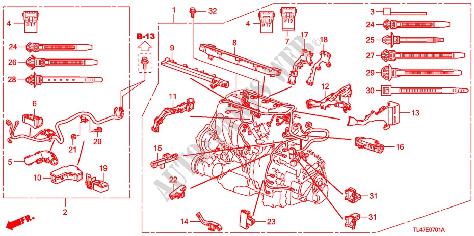 MOTORKABELBAUM (2.4L) für Honda ACCORD TOURER 2.4 EX 5 Türen 5 gang automatikgetriebe 2009