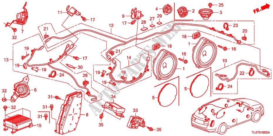 RADIOANTENNE/LAUTSPRECHER (LH) für Honda ACCORD TOURER 2.4 TYPE S 5 Türen 6 gang-Schaltgetriebe 2009