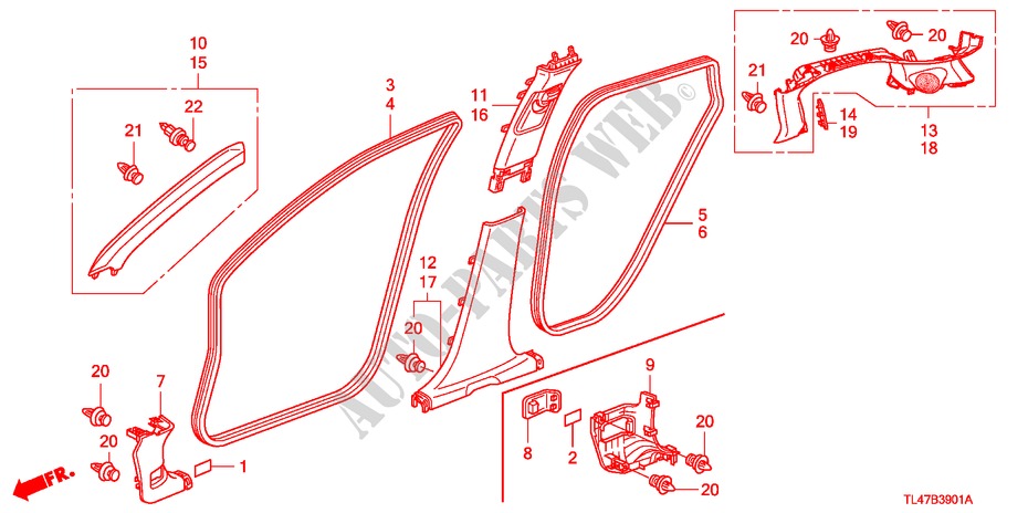 SAEULENZIERSTUECK(RH) für Honda ACCORD TOURER 2.0 S 5 Türen 6 gang-Schaltgetriebe 2009