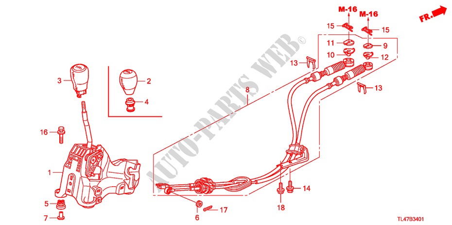 SCHALTHEBEL (DIESEL) für Honda ACCORD TOURER 2.2 ES-GT 5 Türen 6 gang-Schaltgetriebe 2009