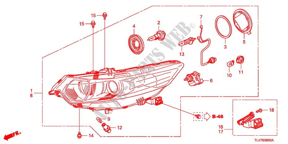 SCHEINWERFER für Honda ACCORD TOURER 2.0 ELEGANCE 5 Türen 6 gang-Schaltgetriebe 2009