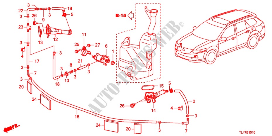 SCHEINWERFERWASCHER für Honda ACCORD TOURER 2.0 ELEGANCE 5 Türen 6 gang-Schaltgetriebe 2009